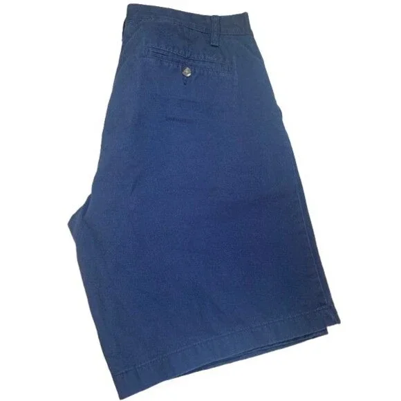 Classic Deck Shorts Mens 34W Navy Blue Chino Flat Front Cotton Pockets Nautica - Picture 2 of 6